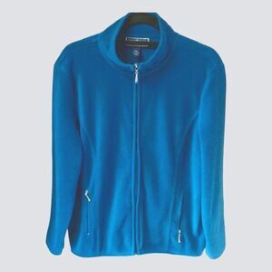 KAREN SCOTT Sport Petites Women's Teal Casual Fleece Zip- Up Jacket